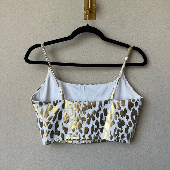 Carbon38 White Gold Leopard Sports Bra Leggings Matching Set - Picture 4 of 7